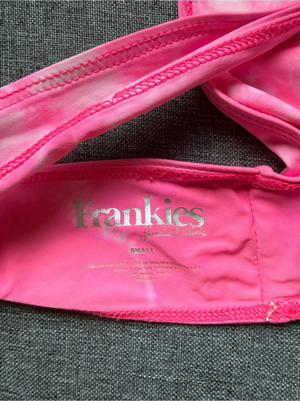 Frankie’s Bikinis x Sofia Richie Pink Tie-Dye Crisscross Bikini Top